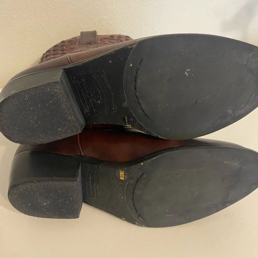 Lucky Brand Madonna Cordovan Leather Western Boots size 7.5